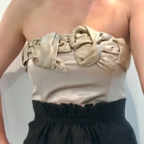Strapless Gold and Black BCBG Paris Dress - Picture 1 of 3